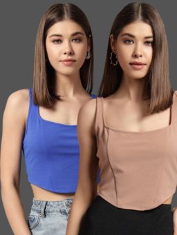 Trend Arrest - Corset Style Sleeveless Crop Tops (Pack of 2)
