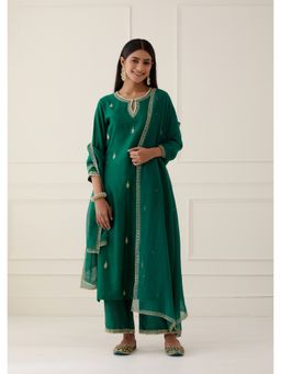 Ikshita Choudhary - Green Embroidered Dupatta
