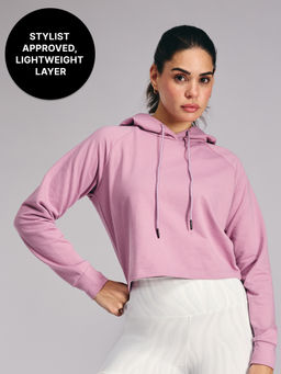 Kica - KIC605 Lavender Cropped Hoodie - In Cotton Terry Fabric - Kica Chica Edition