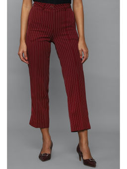 Allen Solly - Women Maroon Regular Fit Stripe Casual Trouser