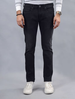 JadeBlue - Black Cotton Blend Slim Fit Washed Pattern Jeans