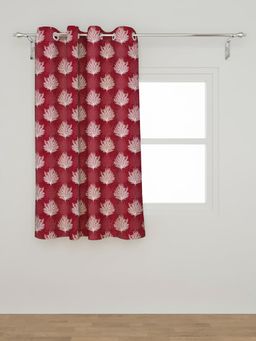 NEELA HOME - 5FT Polyester Floral Print Single Curtain with Eyelet - Maroon