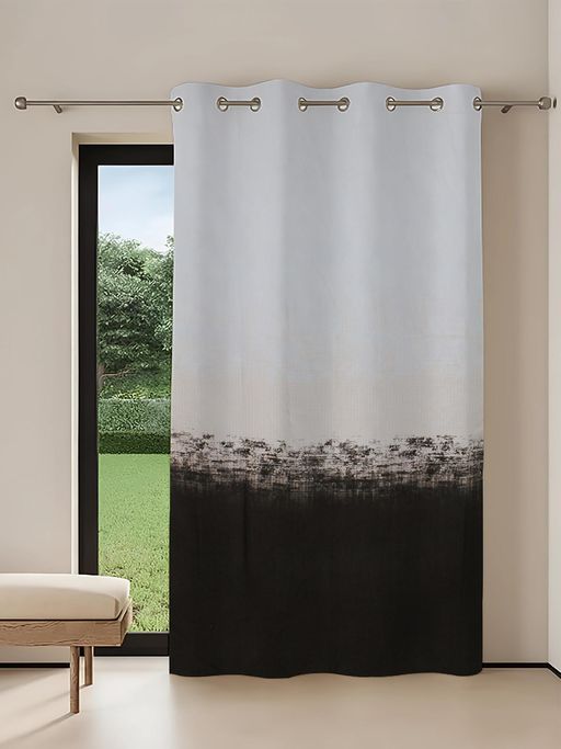 NEELA HOME 7FT Abstract Print Single Curtain with Eyelet Brown