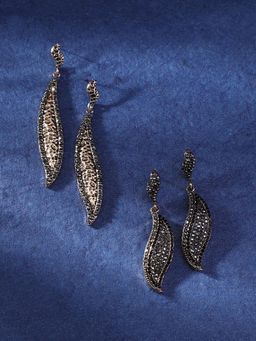 Sohi - Womens Embellished Rhombus Swirl Drop Earrings - Roman Silver