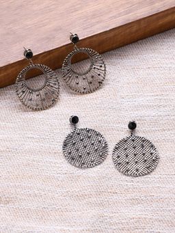 Sohi - Womens Celestial Serenity Drop Earrings - Chrome Silver