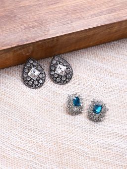Sohi - Womens Mystic Mirage Stud Earrings - Azure Blue & White