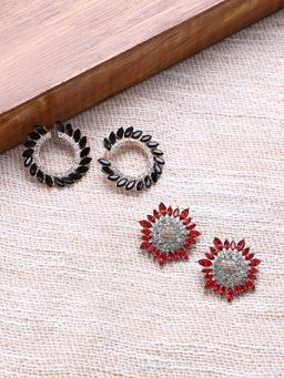 Sohi - Womens Luminous Lagoon Stud Earrings - Ruby Red-Midnight Black