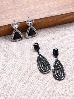 Sohi - Womens Embellished Drop Earrings - Midnight Black