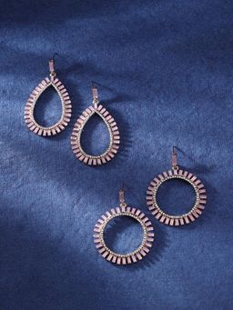 Sohi - Womens Curve Crystal Drop Earrings - Baby Pink