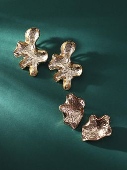 Sohi - Womens Metallic Wave Stud Earrings - Champayne Gold