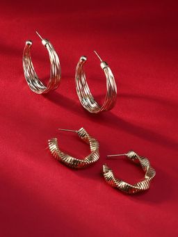 Sohi - Womens Ripple Swirl Hoop Earrings - Champayne Gold