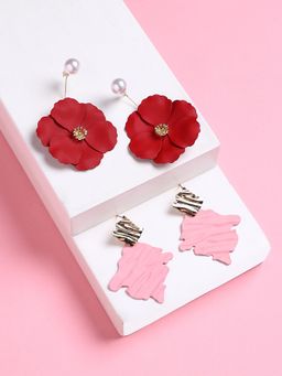 Sohi - Womens Hues Stud Earrings - Crimson Red-Blush Pink