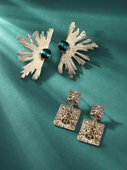 Sohi - Womens Nectar Stone Drop Earrings - Metallic Gold