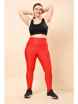 The Fit Theory - Red Anti-Cellulite Squat-Proof Sports Leggings