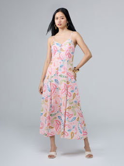 Twenty Dresses by Nykaa Fashion - Green Printed Smocked Waist Ruffled Sleeves Top (XL)