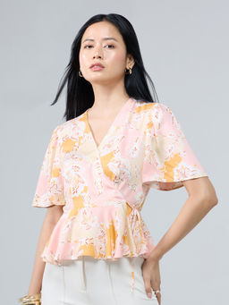 Twenty Dresses by Nykaa Fashion - Multicolor Floral Side Tie Up Wrap Top