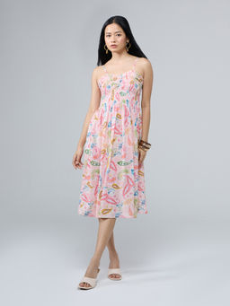 Twenty Dresses by Nykaa Fashion - Multicolor Paisley Print Strappy Fit and Flare Midi Dress