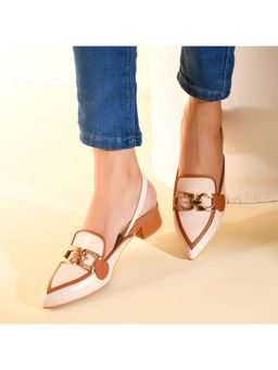 La Fiza - THE MILAN - Ivory Pointed Toe Block Sandal Heels