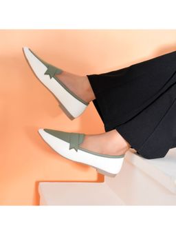 La Fiza - THE DUO - Pistachio Green and Vanilla Pointed Loafers