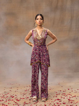 MEHAK MURPANA - Purple Printed Embroidered Co-Ord (Set of 2)