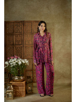 MEHAK MURPANA - Pink Printed Co-Ord with Embroidery (Set of 3)