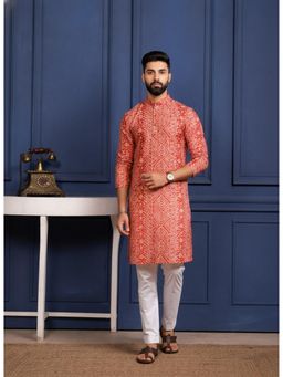 Gahan - Orange Cotton Digital Printed Pattern Featuring Traditional Bandhani Kurta