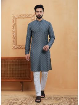Gahan - Mens Grey Cotton Woven Kurta
