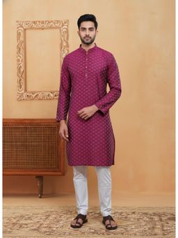 Gahan - Mens Purple Cotton Woven Kurta