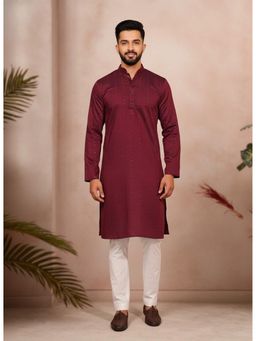 Gahan - Maroon Cotton Jacquard Sequence Kurta