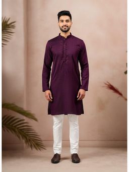 Gahan - Purple Cotton Jacquard Sequence Kurta