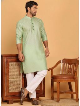 Gahan - Mens Light Green Art Silk Embroidered Kurta