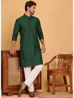 Gahan - Mens Dark Green Art Silk Embroidered Kurta
