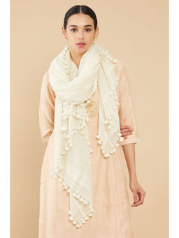 Soch - Off White Cotton Embellished Stole