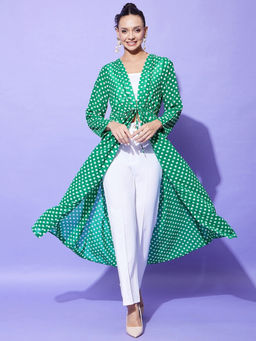 StyleStone - Women Green Polka Long Shrug