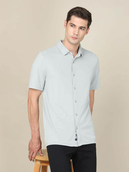 Technosport - Grey Men Solid Regular Fit Spread Collar Casual Shirt