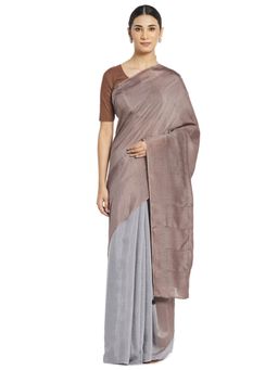 Fabindia - Modal Blend Printed Sari (Grey)