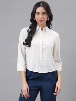Latin Quarters - Women White Three Sleeve Collar Shirt