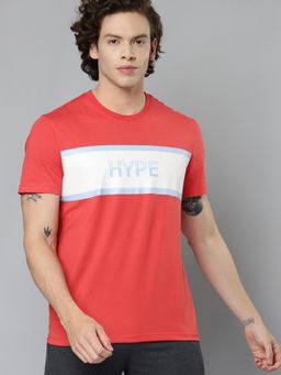 Alcis - Men Red White Typography Printed Slim Fit Running T-shirt