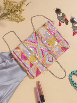 SWISNI - Multi-Colour Evening Clutch with Detachable Strap (M)