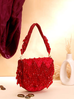 SWISNI - Red Evening Clutch with Detachable Strap (M)