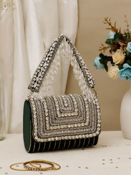 SWISNI - Green Clutch with Detachable Strap For Women (M)