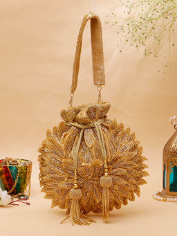 SWISNI - Gold Designer Potli Bag For Women (M)
