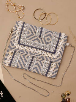 SWISNI - Womens Beige Clutch with Detachable Strap (M)