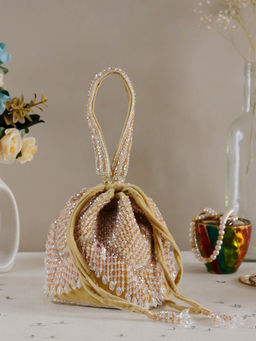 SWISNI - Designer Gold Potli Bag For Women (M)