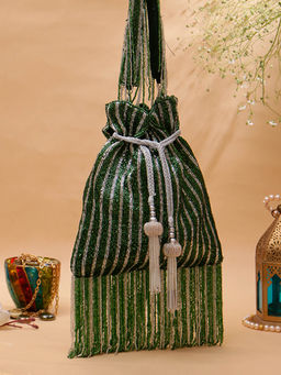 SWISNI - Women Designer Green Potli Bag (M)