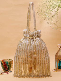 SWISNI - Classy Gold Potli Bag For Women (M)