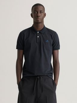 GANT - Men Black Solid Regular Fit Polo T-Shirt