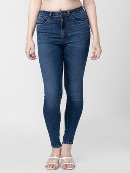 Spykar - Women Dark Blue Cotton Super Skinny Ankle Length Jeans (alexa)