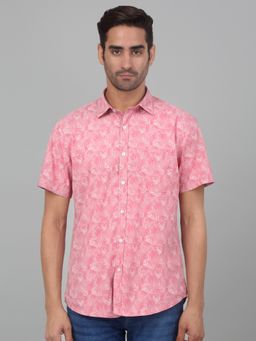 Cantabil - Men Pink Printed Half Sleeves Casual Shirt