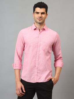 Cantabil - Men Pink Solid Full Sleeves Casual Shirt